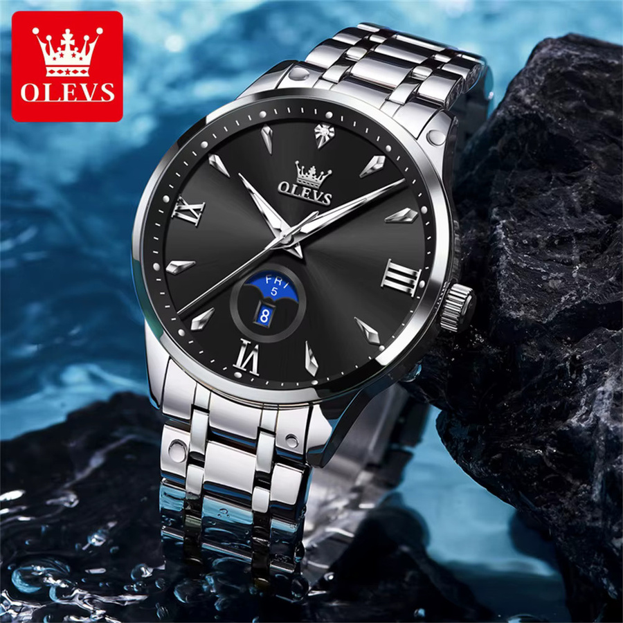 OLEVS Armbanduhr, Quarz, Edelstahl, Silber, Herren - Bild 4
