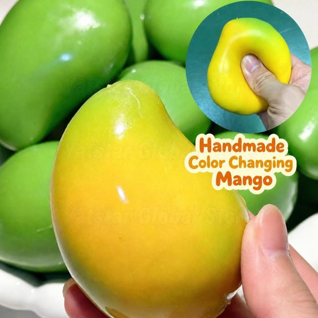 Mango Squishy Stressball, knuspriges Fidget-Spielzeug, blau - Bild 1