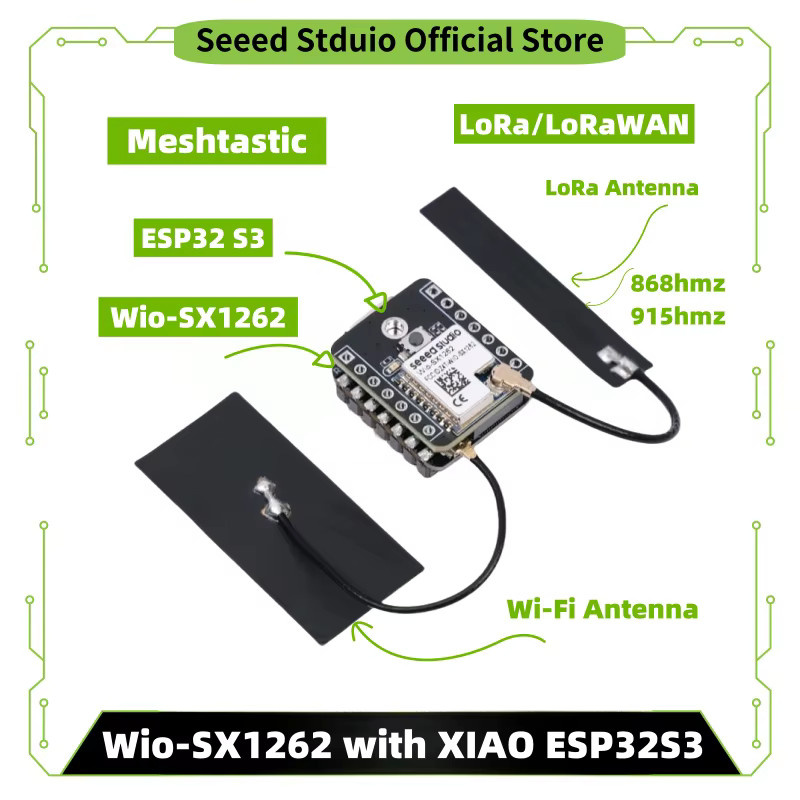 Seeed Studio XIAO ESP32S3 LoRa Meshtastic Starter Kit mit SX1262 Modul und Antenne, Schwarz - Bild 2
