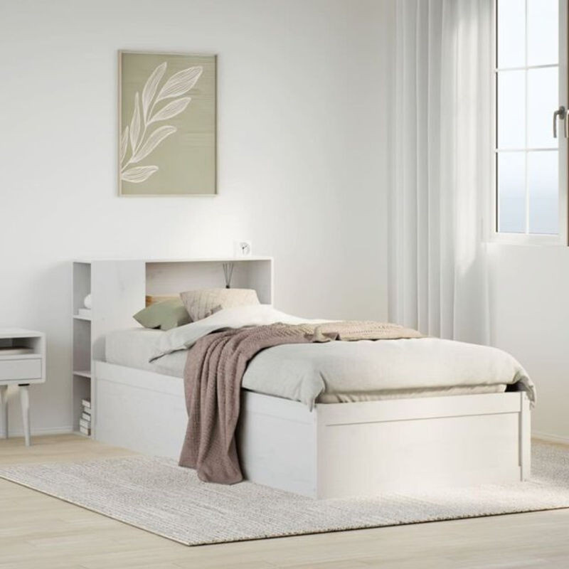 Massivholzbett Vidaxl aus Kiefernholz in Weiß im Landhausstil, B/T/H: 75 x 190 x 82 cm - Bild 1