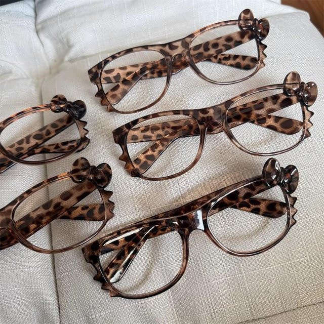 Korrektionsbrille mit Blaulichtfilter, Leopardenmuster, Square, Metall, Braun, Unisex - Bild 1