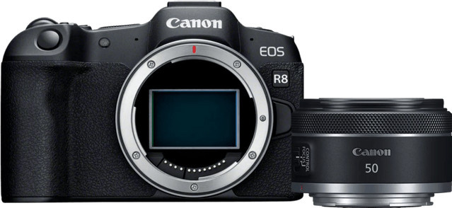 Canon EOS R8 spiegellose Vollformat Kamera mit RF 50mm f/1.8 STM Objektiv in Schwarz - Bild 1
