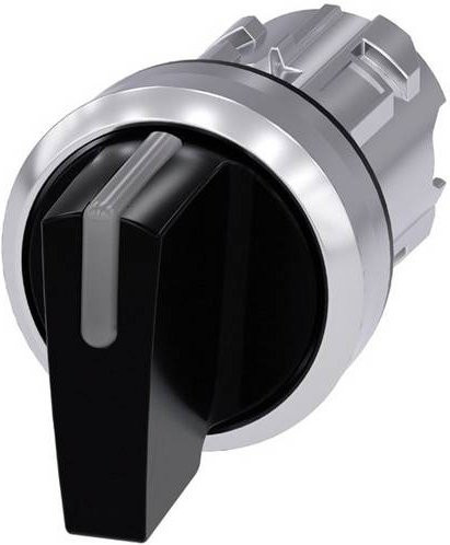 Siemens Knebelschalter 3SU1052-2BN10-0AA0 mit Metall-Frontring in Hochglanz, beleuchtbar, Farben: Silber und Schwarz - Bild 1