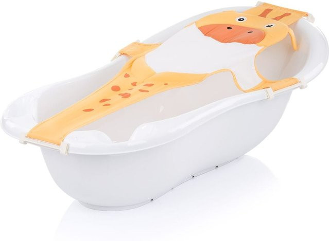 Chipolino Babywannen Netz Tiere Badewanneneinsatz mit Kunststoffbügeln in Gelb und Weiß ab Geburt - Bild 1