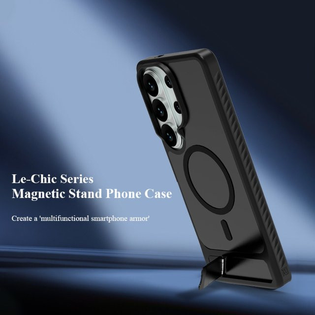 SZMUGUA MagSafe Magnetische Handyhülle mit unsichtbarem Ständer für Samsung Galaxy S26 Ultra S25 Edge FE S24+ Plus in Schwarz - Bild 1