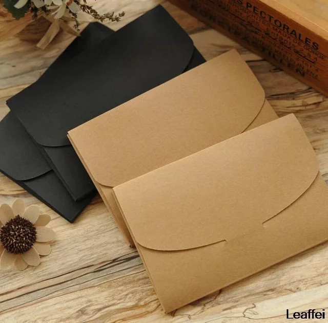 HYFJOY DIY Vintage Kraftpapier Umschläge und Postkarten Set, 10 Stück in 3 Farben - Bild 1