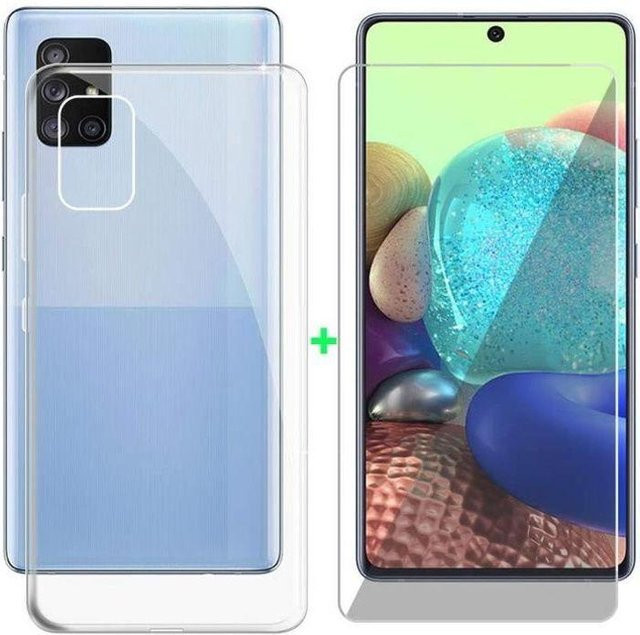 Samsung Galaxy A51 5G Schutzhülle aus transparentem Silikon inklusive gehärtetem Glas - Bild 1