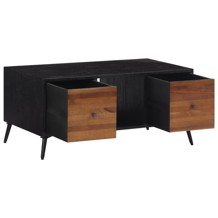 vidaXL Couchtisch aus Massivholz Teak in Braun und Schwarz, B/T/H: 90 x 50 x 41 cm - Bild 2