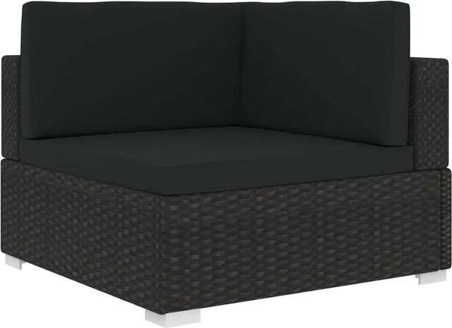 vidaXL Modular-Sofa-Eckteil aus Poly-Rattan mit Auflagen in Schwarz - Bild 1