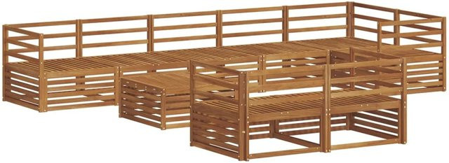 vidaXL Outdoor-Sofagarnitur 9-teilig aus Akazienholz in Braun, moderne L-Shape Gartenmöbel-Set mit Tisch und Armlehnen - Bild 1