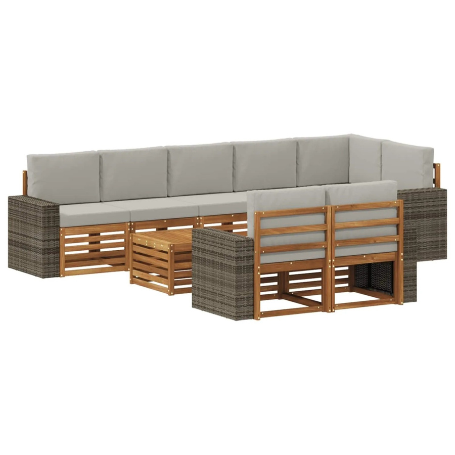 vidaXL Sofagarnitur aus Massivholz Akazie in Braun mit modernem Latten-Design - Bild 2