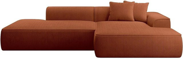Vente-unique Sofa Erynel in Terracotta mit Cord-Bezug, Breite: 305 cm - Bild 1