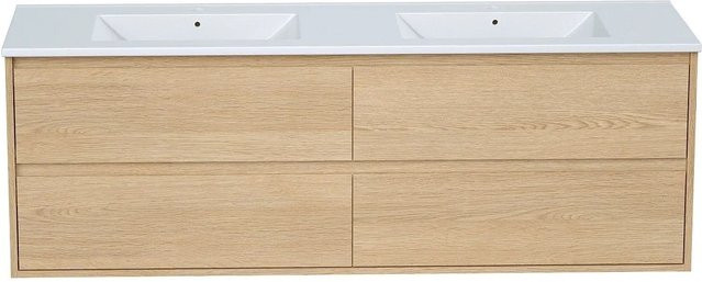 Doppelwaschtisch Milipam aus Eichenfurnier in Naturfarben Beige, Breite: 150 cm - Bild 1