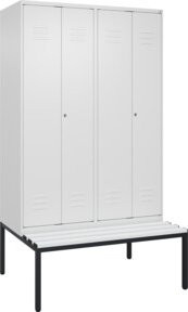 C+P PSA Doppel-Spind Classic PLUS Sitzbank mit 4 Abteilen, Farbe: Weiß, B/T/H: 212,0 x 120,0 x 81,5 cm - Bild 1