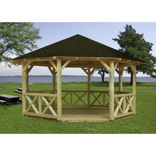 Achteckiger Pavillon PALMAKO Betty 2 mit Spitzdach in Braun, B/T/H: 551 x 551 x 346 cm - Bild 2