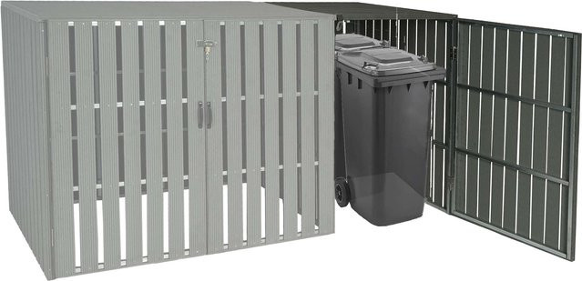MCW Mülltonnenbox Erweiterung J28 WPC-Mülltonnenverkleidung in Holzoptik, Grau, B/T/H: 115 x 76 x 100 cm - Bild 1