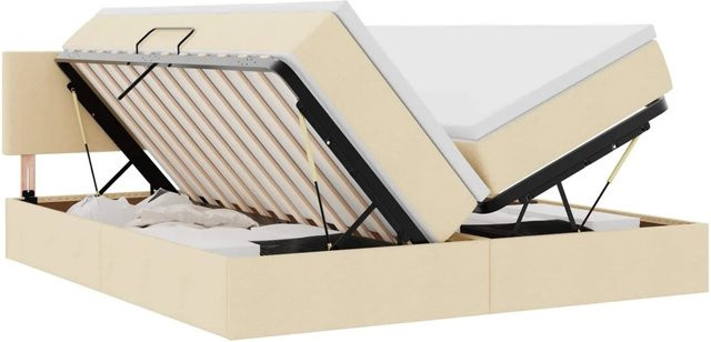 vidaXL Aufbewahrungsbett mit Matratze in Creme und Beige aus Kunstleder und Metall, B/T/H: 200 x 200 x 140 cm - Bild 1