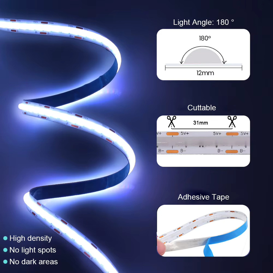 HEGEHE RGB COB LED Streifen Set mit WiFi und Bluetooth, 5V USB Anschluss, Multicolour, inklusive Fernbedienung - Bild 4