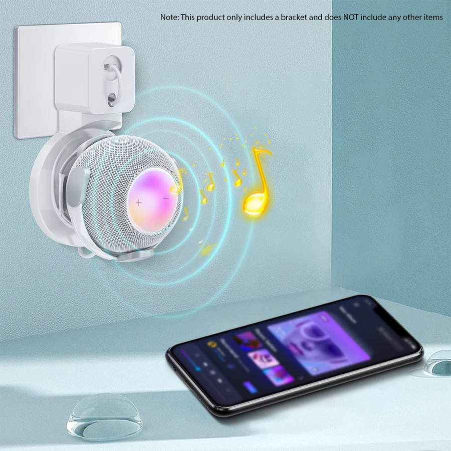 Wandmontierte Smart-Lautsprecherhalterung für HomePod Mini in Weiß mit Kabelmanagement - Bild 3