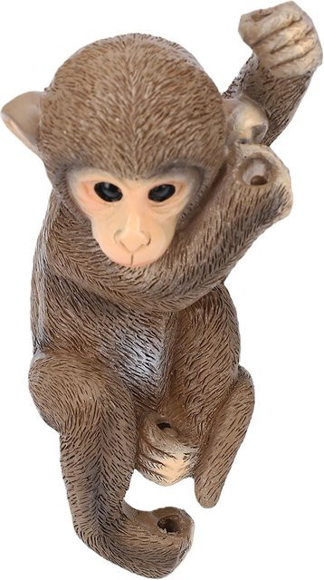 Hängende Affe Gartenskulptur aus Harz als Schimpanse Tierfigur für deine Außenhof Dekoration in Grau und Braun - Bild 1