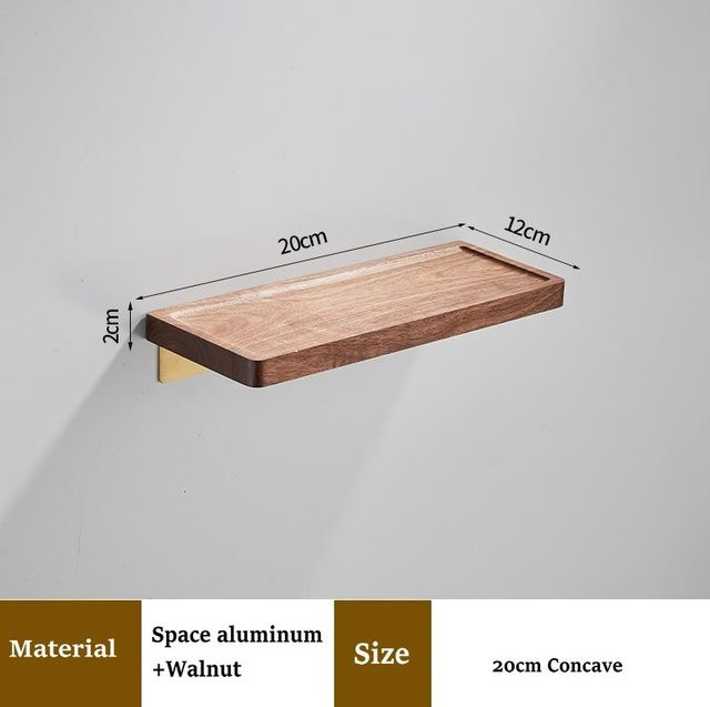 JIE MO Wandregal für das Badezimmer aus Walnuss und schwarzem Aluminium mit Handtuchstange - Bild 1