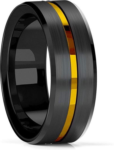 YIRAN Ring, Wolfram, Schwarz, Roter Zirkon, Herren, 8mm - Bild 1
