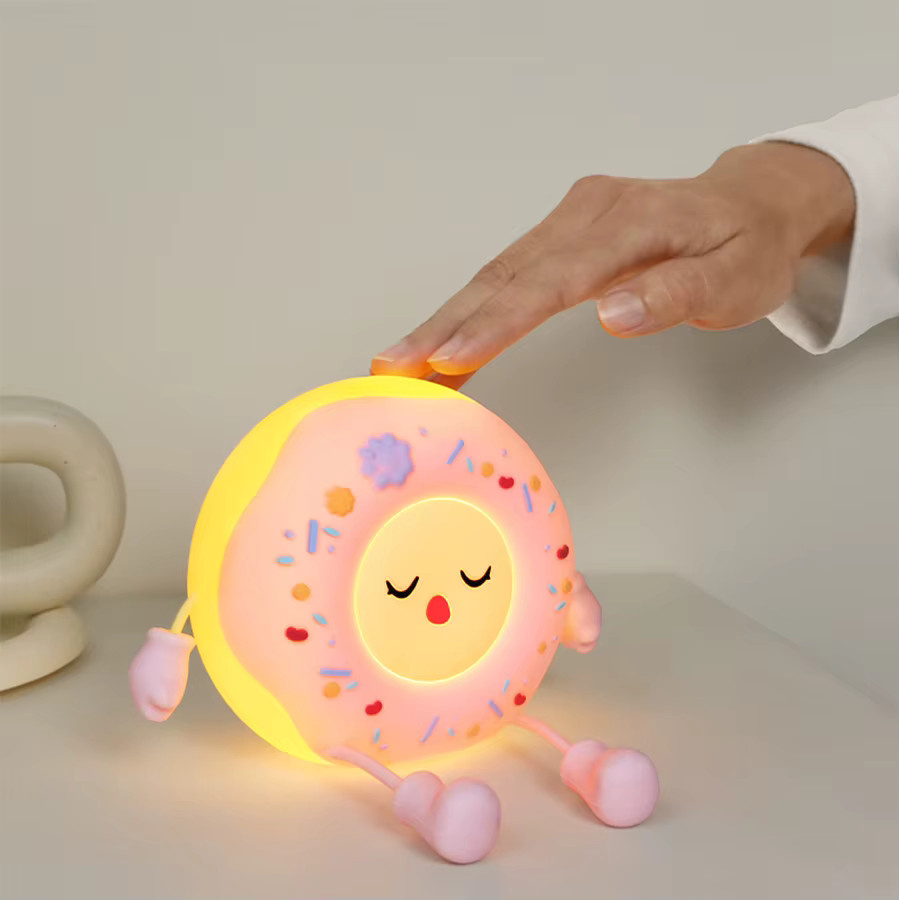 GGBEE Donut LED Nachtlicht aus Silikon in Gelb mit Telefonhalter für Kinder und Babyzimmer - Bild 3