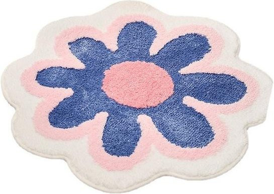 Yiran Furniture Blumenteppich in Floral-Design, superweiche beflockte Plüsch-Bodenmatte aus Polyester, rutschfest und waschbar, Farbe: Weiß/Mehrfarbig, B/T: 60 x 60 cm - Bild 1