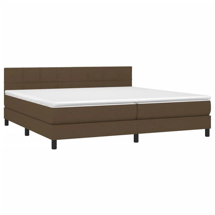 vidaXL Boxspringbett mit Matratze in Dunkelbraun, Hybridbett mit LED-Unterbettbeleuchtung und USB-Ladeanschluss, B/T/H: 200 x 200 x 78 cm - Bild 2
