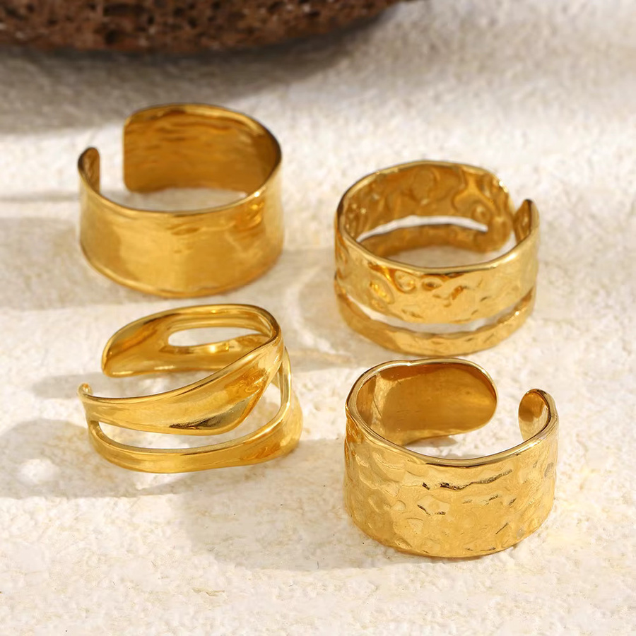 MamacitaSlay Wellen-Hammerring, 18K vergoldet, Edelstahl, Damen - Bild 3