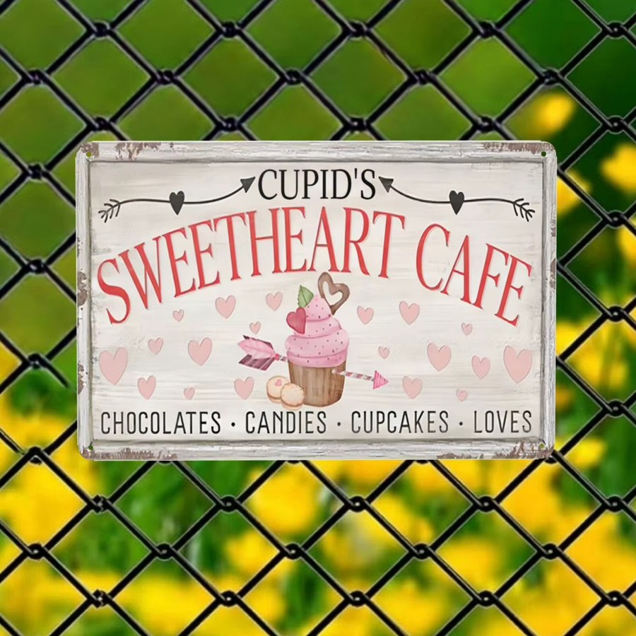 Personalisiertes Valentinstag Vintage Bauernhaus Aluminiumschild von CIFBUY mit Herz-Cupcake-Design in Rot, Breite: 20 cm, Höhe: 30 cm - Bild 4