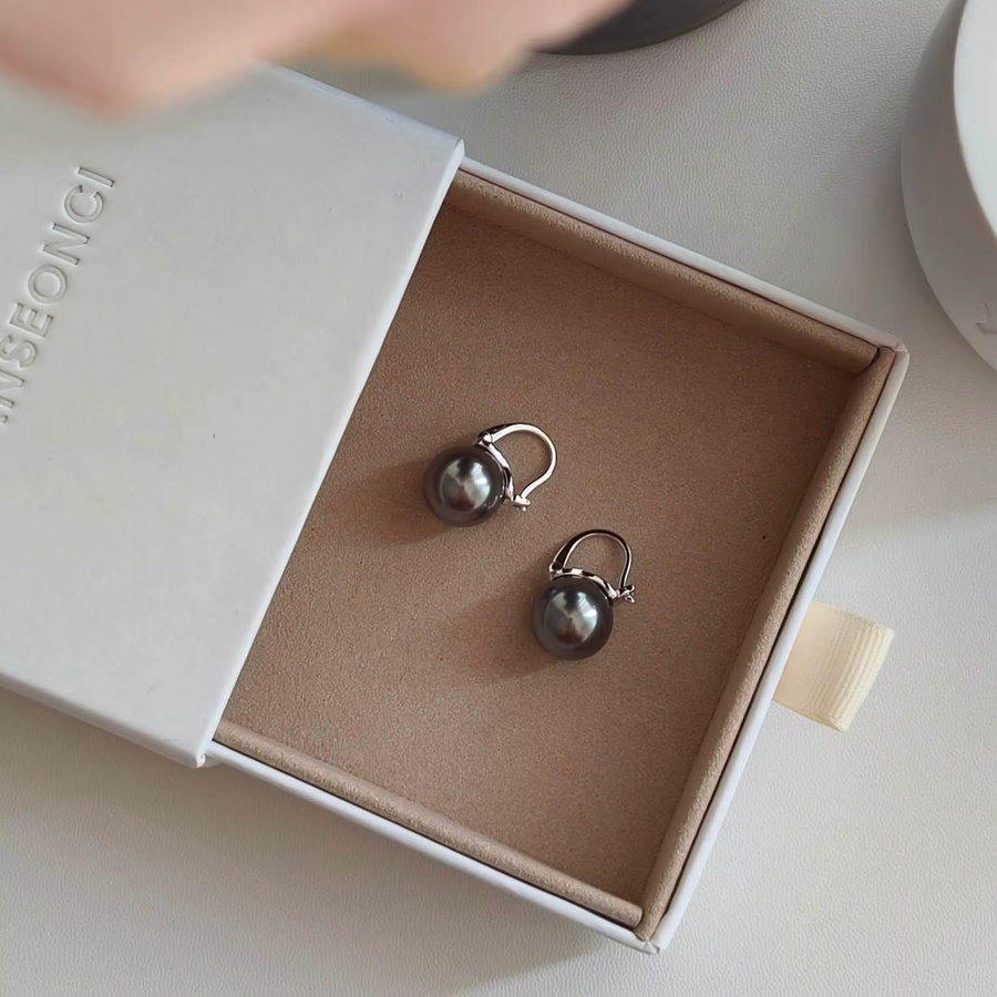 VOBIPY Ohrring 925 Silber, schwarze Perle, Damen - Bild 5