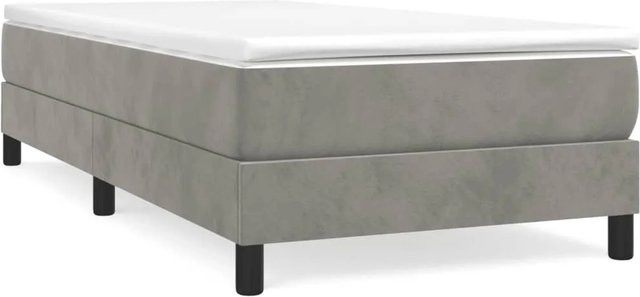 vidaXL Boxspringbett aus Samt in Hellgrau, B/T/H: 90 x 190 x 25 cm - Bild 1