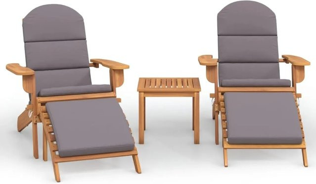 vidaXL 3-tlg Garten-Lounge-Set Adirondack Modell 6 aus Akazien-Massivholz in Dunkelgrau - Bild 1