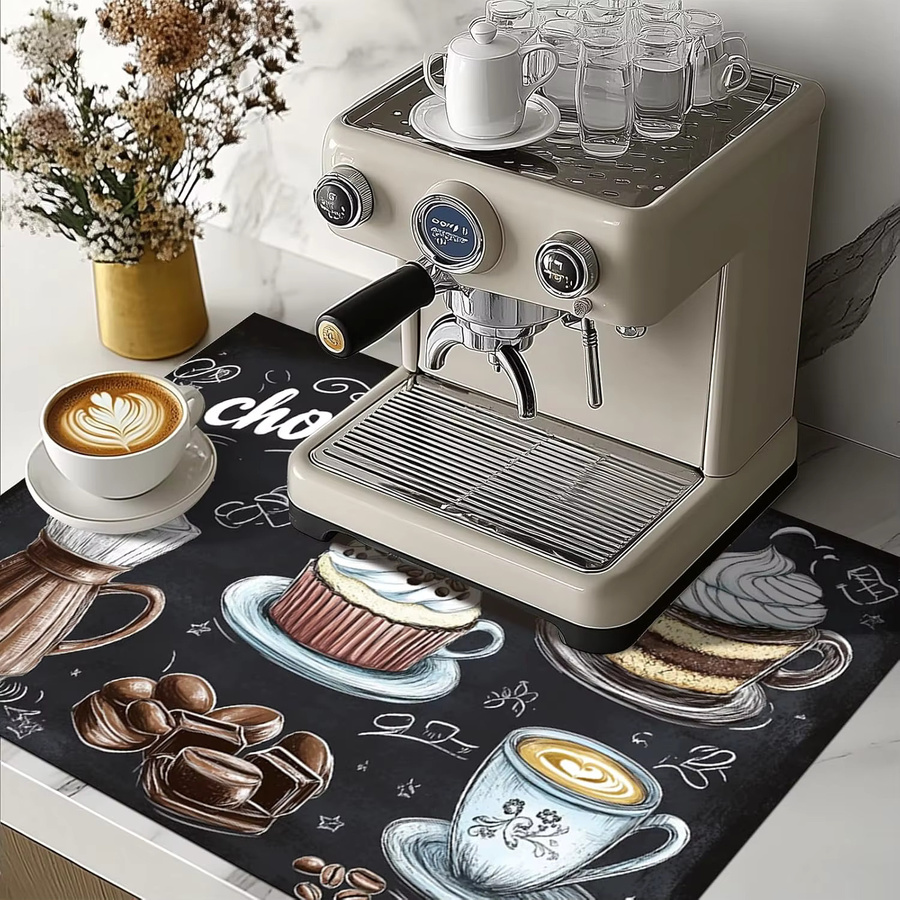 VIKAMA Kaffeemaschinenmatte in Schwarz, Saugfähige und rutschfeste Matte als Arbeitsplattenschutz und Abtropfgestell - Bild 2