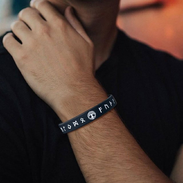 Vnox Armband, Silikon, Schwarz, Herren, Baum des Lebens - Bild 1