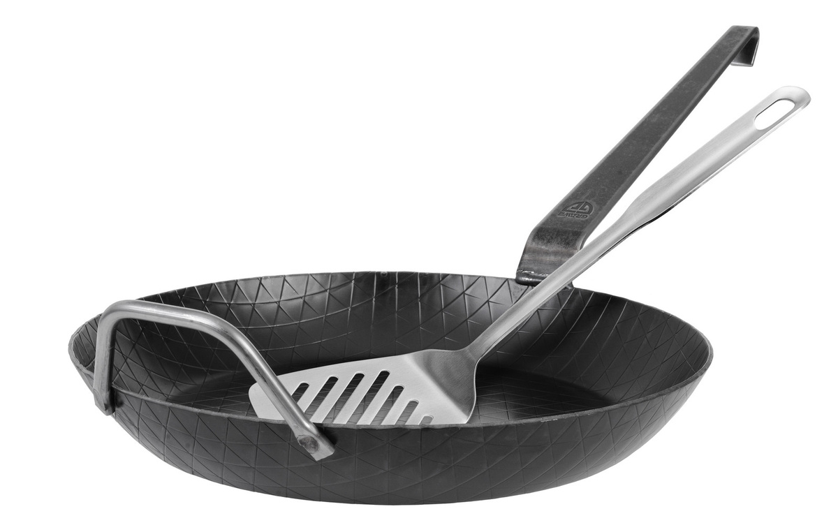 Schmiedeeiserne Bratpfanne Gräwe F400 mit hohem Rand und Gegengriff Durchmesser: 32 cm inklusive Pfannenwender - Bild 1