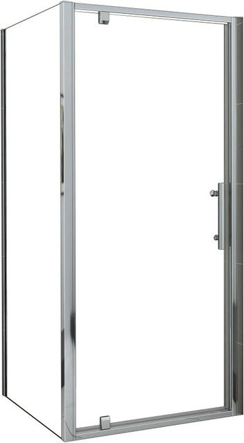 AICA Eckdusche mit Drehtür und Seitwand aus klarem ESG Sicherheitsglas, B: 90 cm, H: 185 cm, Seitwand B: 70 cm, H: 185 cm, Glasstärke: 5 mm - Bild 1