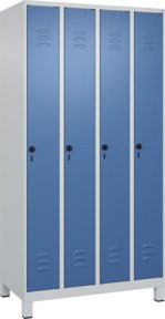 C+P Spind Classic PLUS Garderobenschrank mit 4 Abteilen, Farbe: Lichtgrau/Fernblau, B/T/H: 195 x 100 x 50 cm - Bild 1