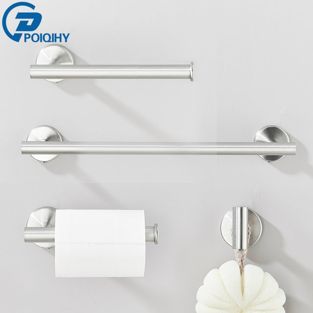 Badezimmer-Hardware-Set aus gebürstetem Nickel mit Handtuchhalter, Handtuchstange, Kleiderhaken und Toilettenpapierhalter aus Edelstahl SUS 304 - Bild 1