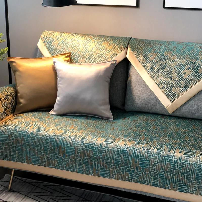 STOLZE ROSE Sofabezug im skandinavischen Design aus Samt, Farbe Grün und Gold, Universal L-Form, Breite: 60 cm, Breite: 60 cm - Bild 2