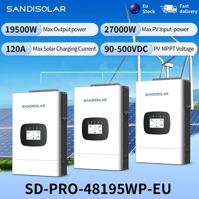SANDISOLAR Hybrid-Solarwechselrichter 19,5KW 3-Phasen 380V 48V Parallelsystem Reine Sinuswelle 27000W PV-Eingang MPPT 90-500VDC in Weiß - Bild 1