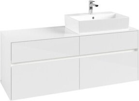 V&B Waschtischunterschrank Collaro in Weiß glänzend mit LED-Beleuchtung B/H/T: 140 x 54,8 x 50 cm - Bild 1