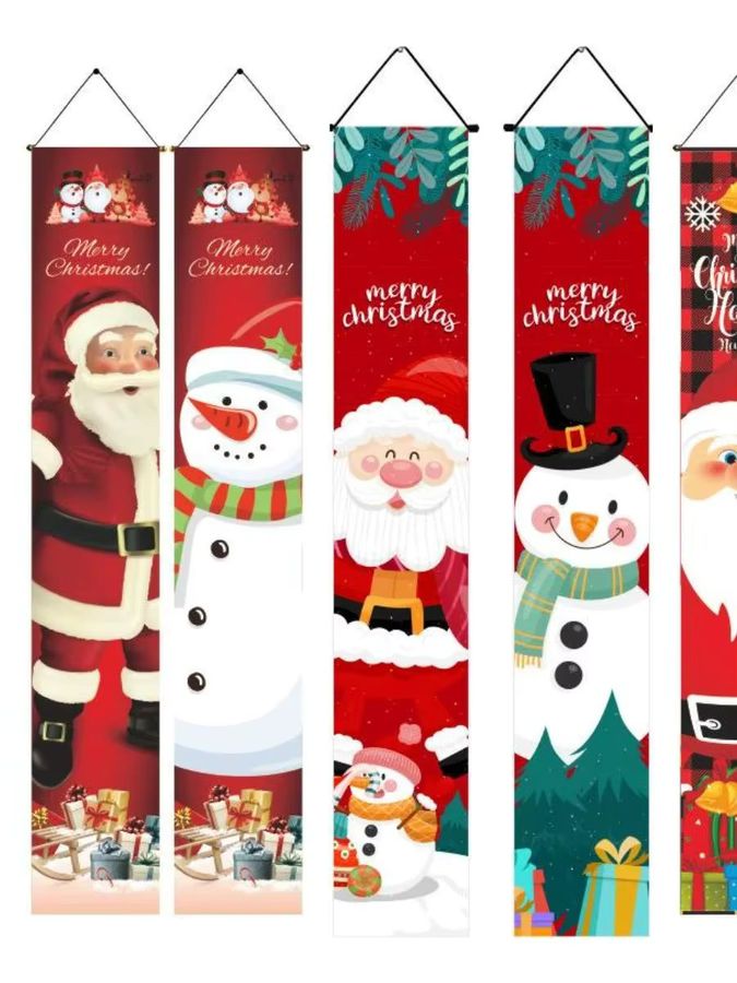 VIKAMA Weihnachts-Türpaare Frohe Weihnachten Banner zur Dekoration für Haustür, Hof und Garten in Multicolor - Bild 3