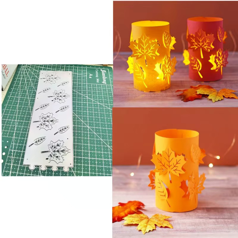 Metall Stanzform Schablone mit Baum Blättern und Planken für Scrapbooking und Bastelarbeiten in Silber - Bild 2