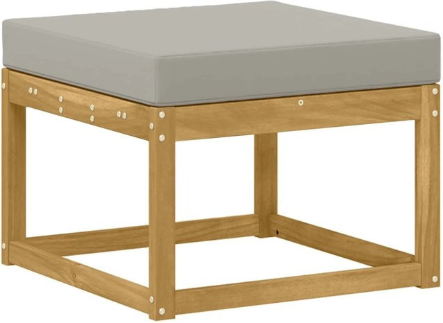 vidaXL Outdoor Hocker aus Akazien-Massivholz in Weiß mit Polsterung - Bild 1