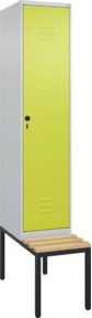 C+P Spind Classic PLUS Garderobenschrank mit Sitzbank, 1 Abteil, B/T/H: 212 x 40 x 81,5 cm, Sicherheits-Drehriegel und 4 Garderobenhaken, Buche-Hartholz und Stahl - Bild 1