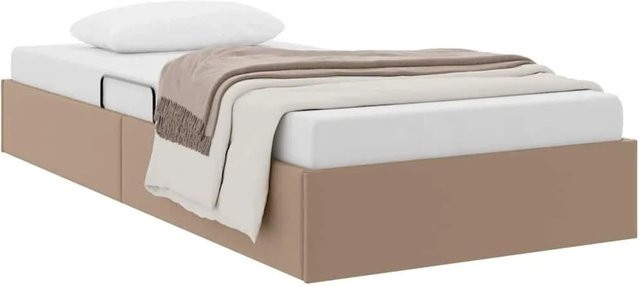 vidaXL Aufbewahrungsbett mit Lift-up-Funktion in Cappuccino, Kunstleder und Metall, B/T/H: 100 x 200 x 203 cm - Bild 1