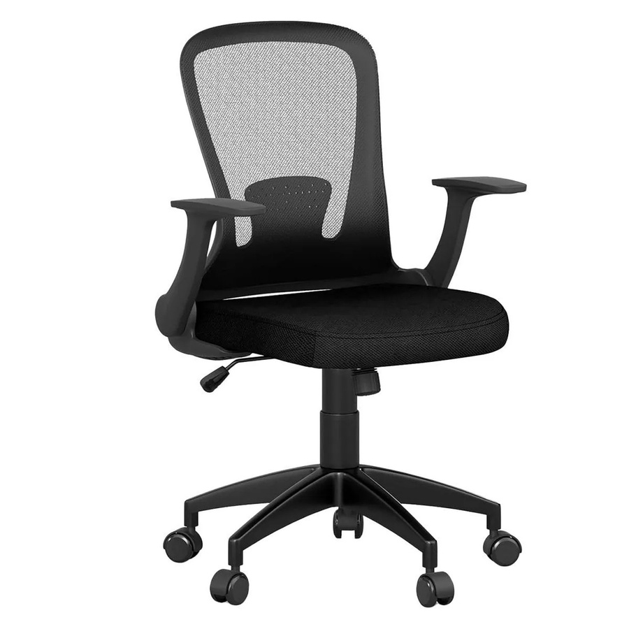 Costway Ergonomischer Drehstuhl mit hochklappbaren Armlehnen in Schwarz für Home-Office und Erwachsene - Bild 2