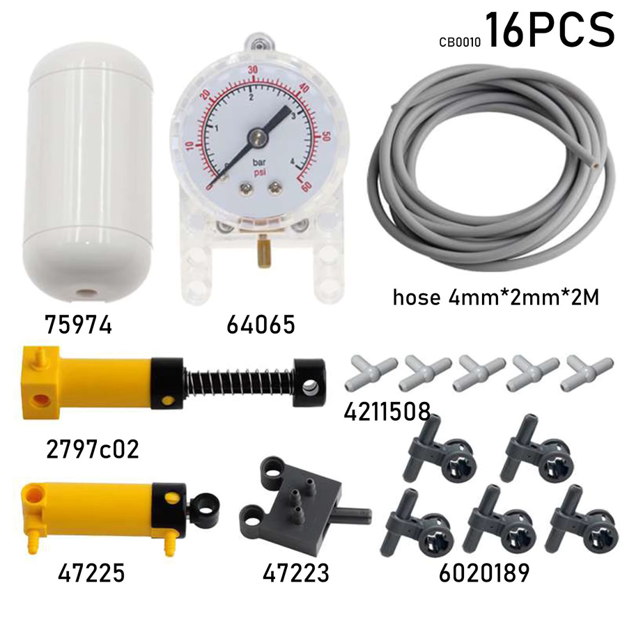 Stemedu MOC Technischer Schlauch, Luftpumpe, Tank, Schubstange, Schalter, Kolben, Pneumatische Teile, Zubehör - Bild 2
